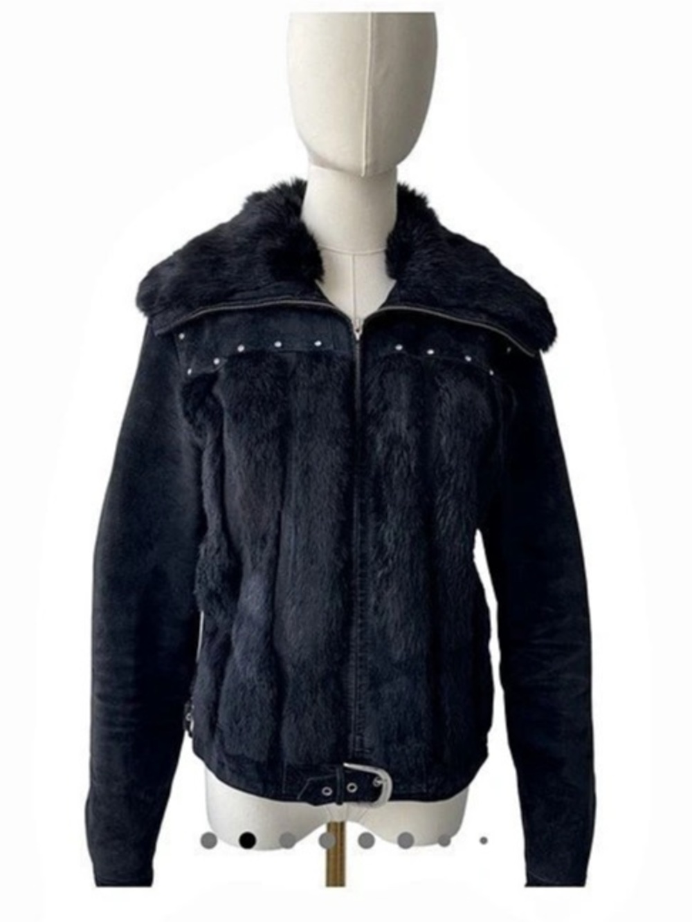 Black Fur and Suede Jacket